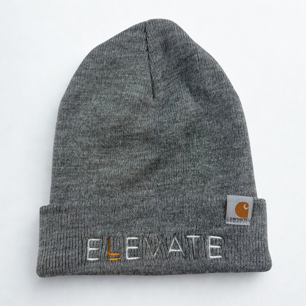 Carhartt Beanie Unisex OS Heather Gray Elevate Embroidered Knit Hat Gorpcore
